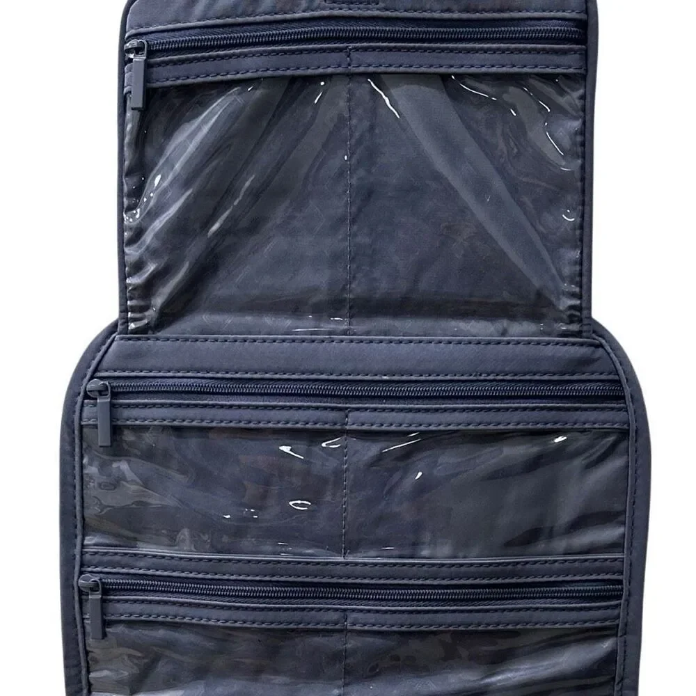 Vera Bradley Cosmetic Hanging Travel Bag Organizer Medium Gray Diamond Quilted